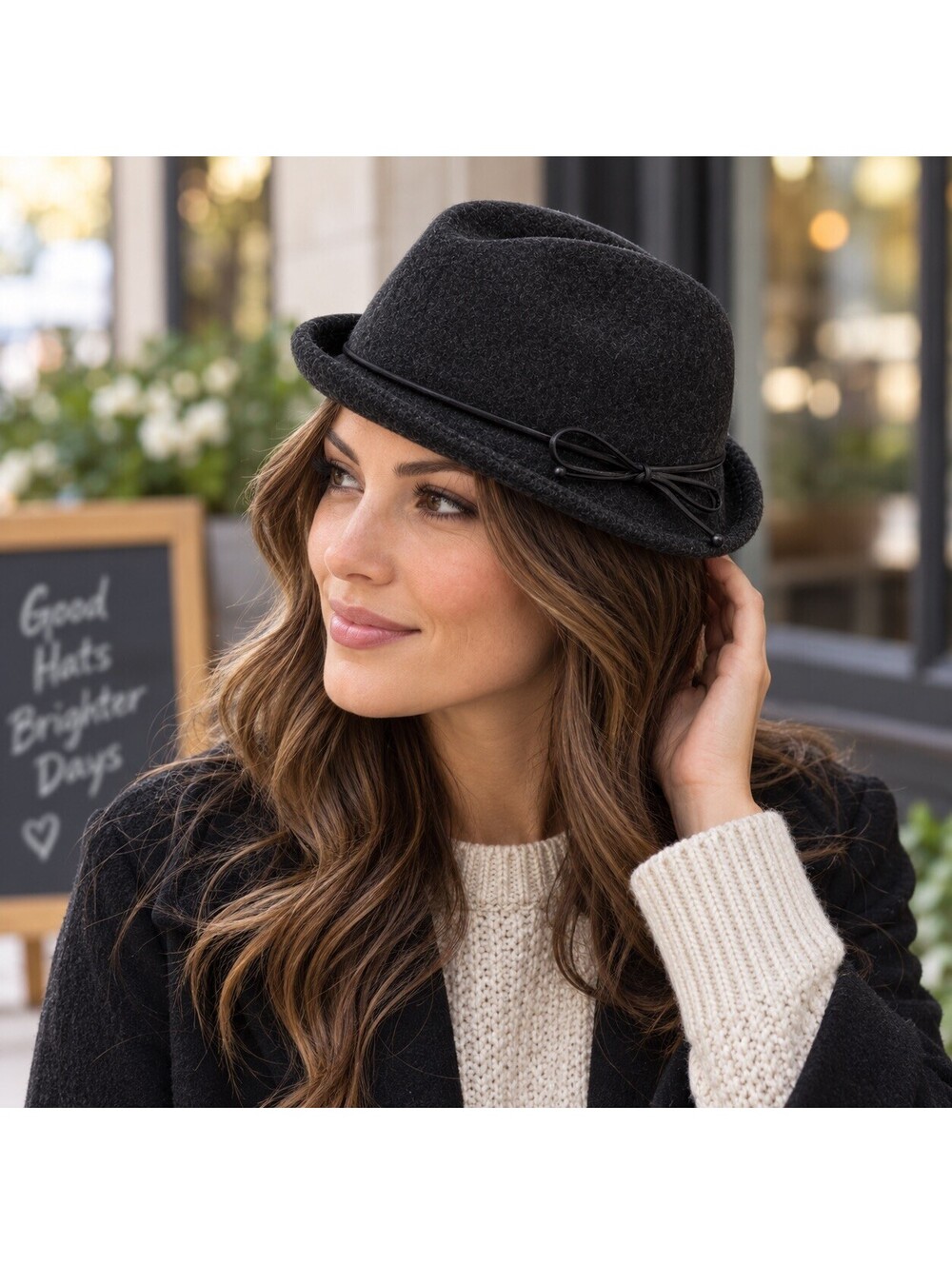 Tommy Bahama Wool Fedora Hat Charcoal Gray Women’s One Size Adjustable